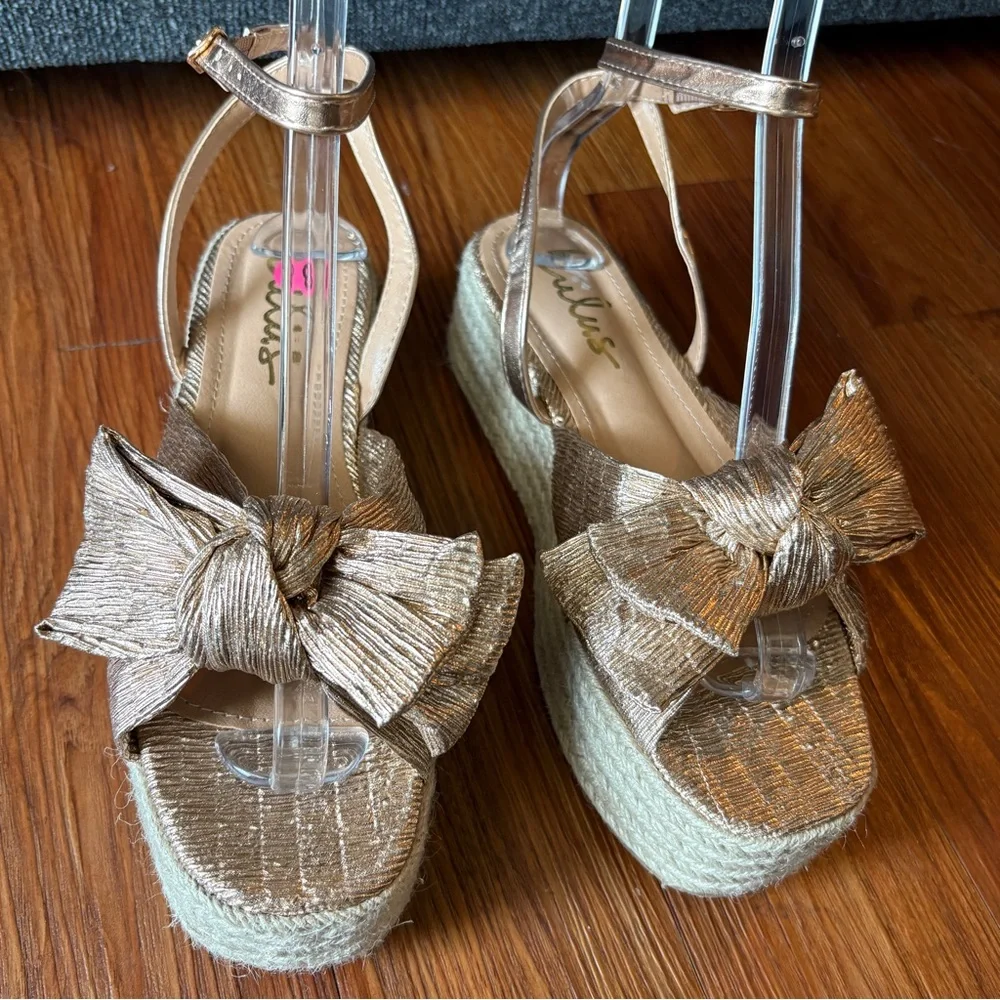 Lulus Rayanna Rose Gold Espadrille Platform Sandals 8